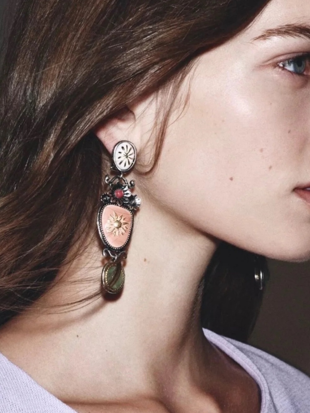 Zara Flower and Stone Dangle Earrings